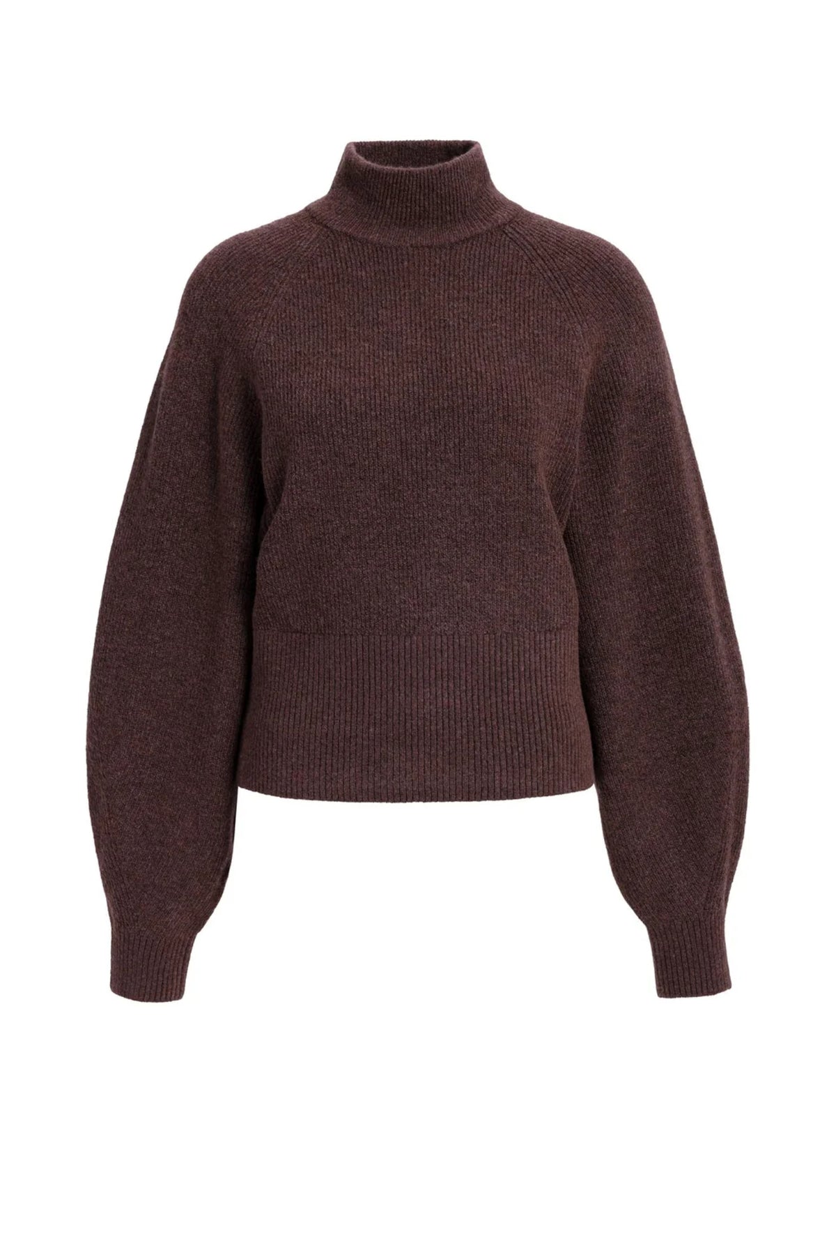 Yaya 01-000656-610 Knitted Turtleneck Sweater with Batwing Sleeves Bitter Chocolate Red Melange YAYA Shop YAYA at Dotique
