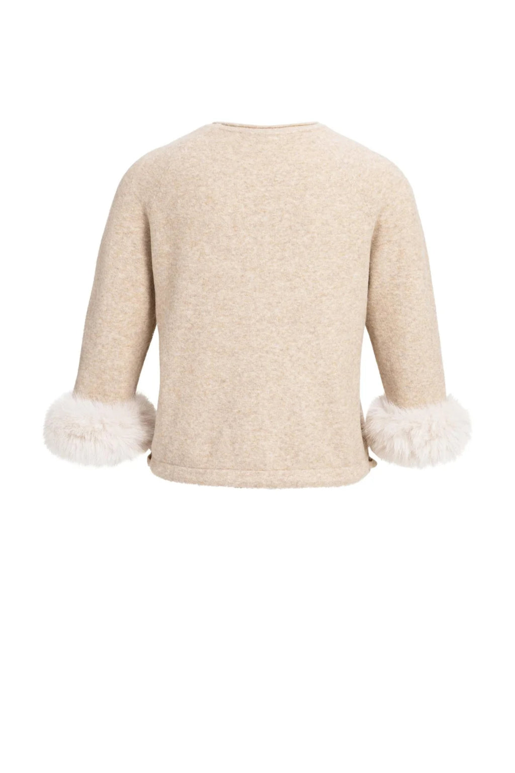 Yaya 01-000662-610 Sweater with Detachable Faux Fur Cuffs Light Beige Melange YAYA You can Shop YAYA at Dotique