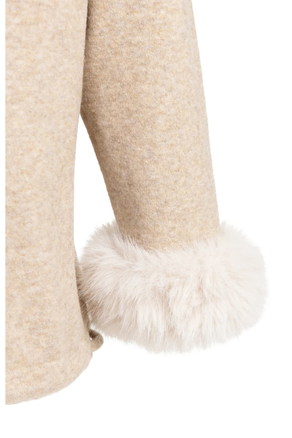 Yaya 01-000662-610 Sweater with Detachable Faux Fur Cuffs Light Beige Melange faux fur cuff YAYA can Shop YAYA at Dotique