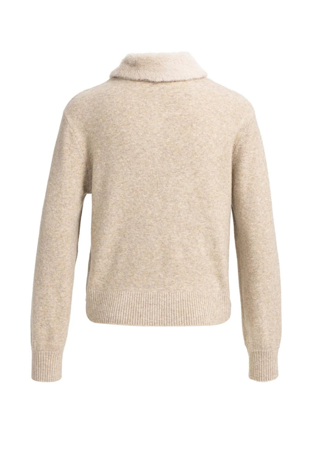 Yaya 01-010185-610 Cardigan with Detachable Collar Light Beige Melange back view YAYA Shop YAYA at Dotique