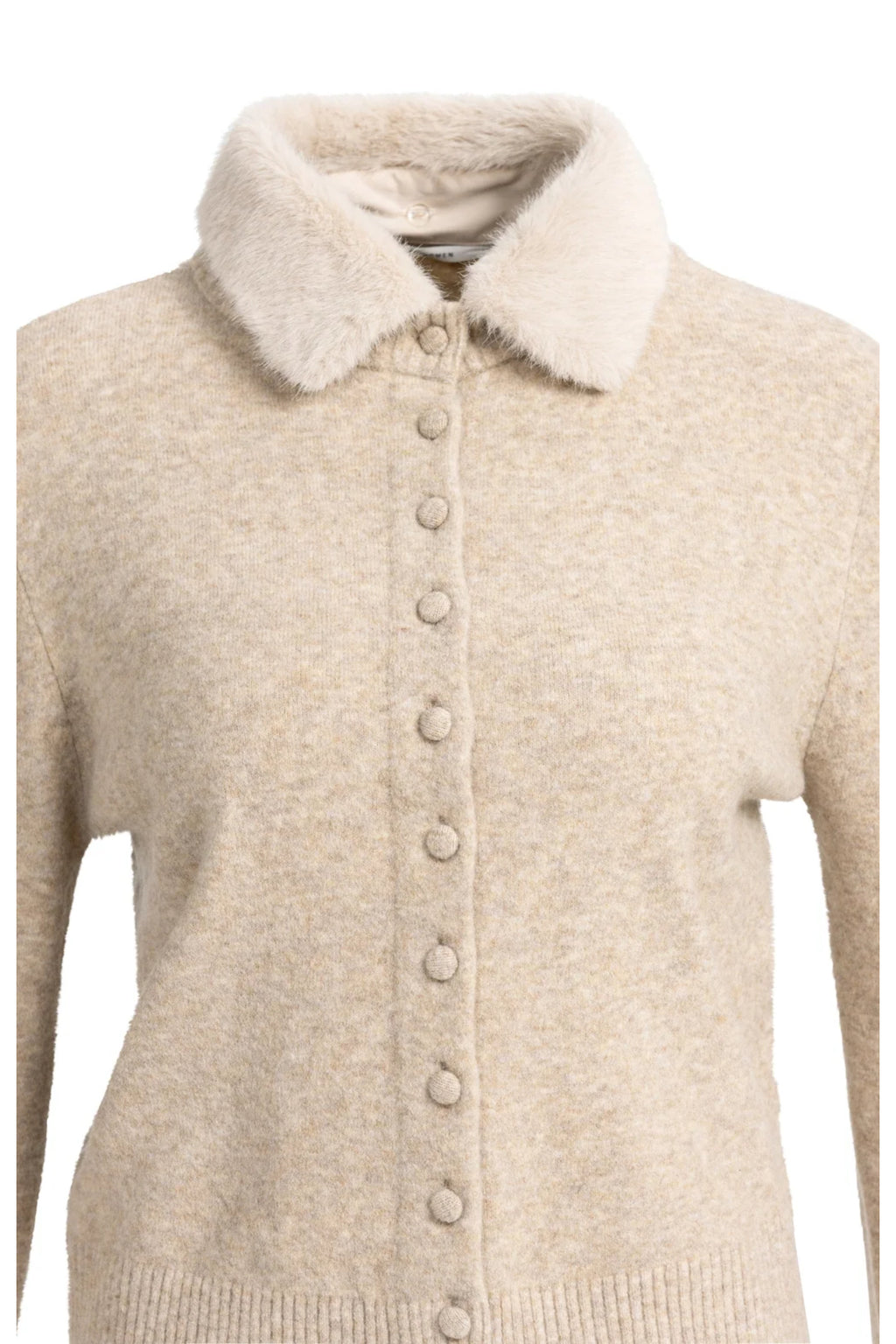 Yaya 01-010185-610 Cardigan with Detachable Collar Light Beige Melange YAYA Shop YAYA at Dotique