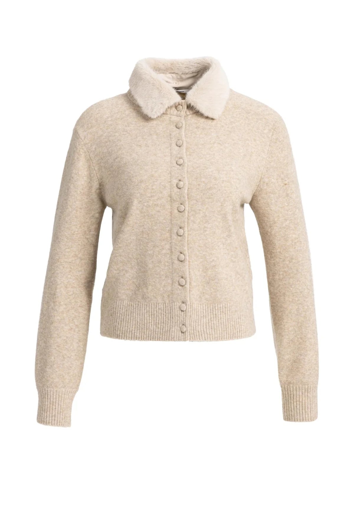 Yaya 01-010185-610 Cardigan with Detachable Collar Light Beige Melange by YAYA Shop YAYA at Dotique
