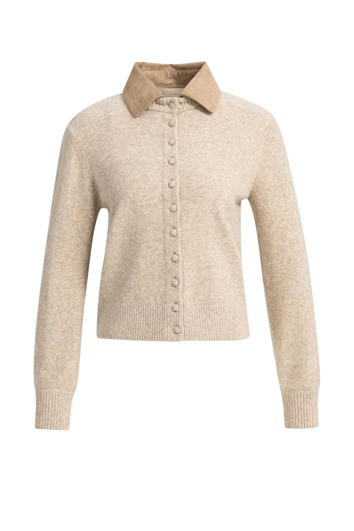 Yaya 01-010185-610 Cardigan with Detachable Collar Light Beige Melange YAYA Shop YAYA at Dotique