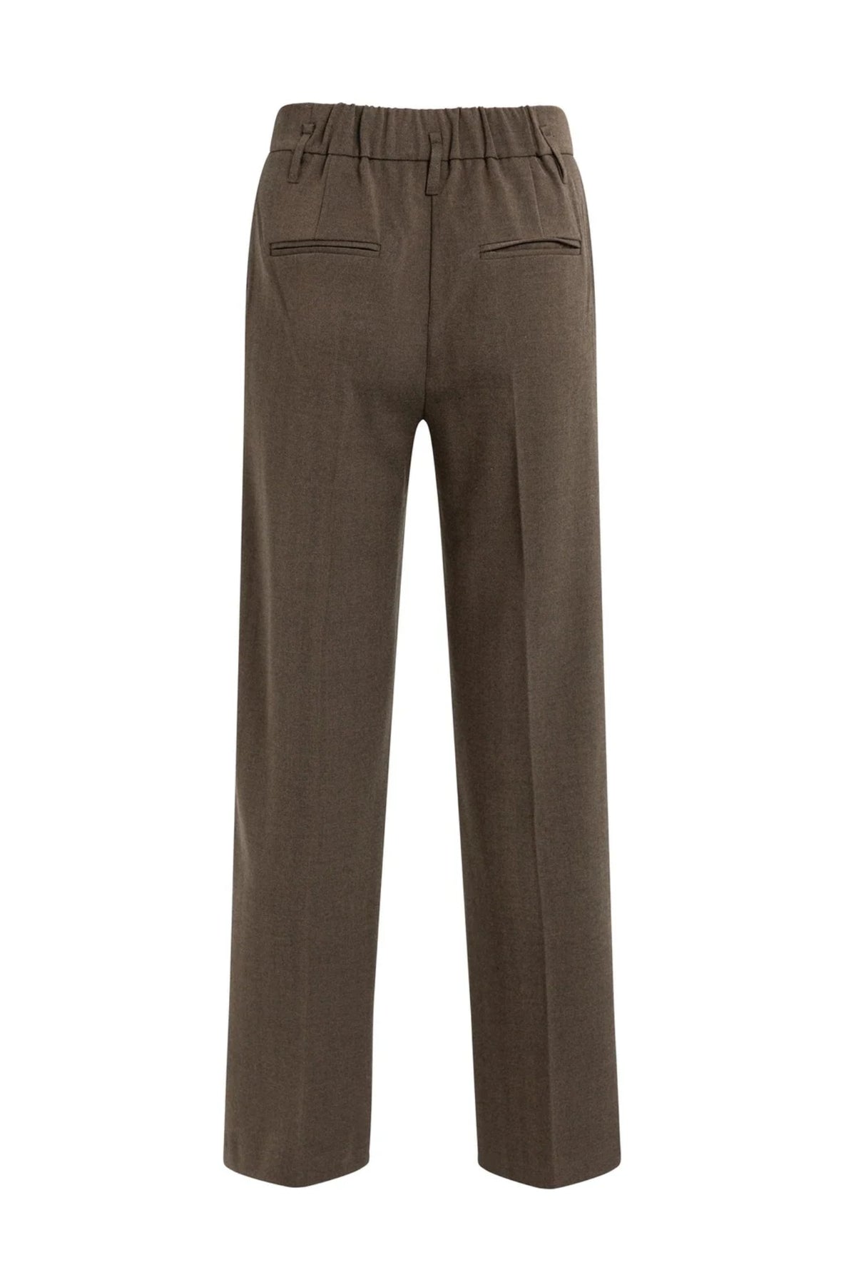 Yaya 01-301296-610 Structured Straight Leg Tailored Trousers Coco Brown Melange YAYA Shop YAYA at Dotique