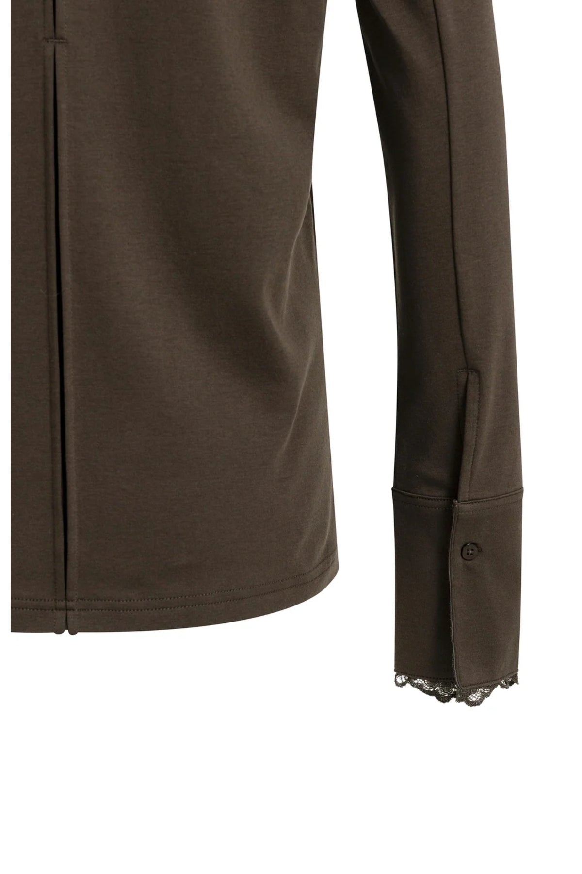 Yaya 01-709438-610 Jersey Top with Lace Cuffs Delicioso Brown by YAYA. Shop YAYA at Dotique.