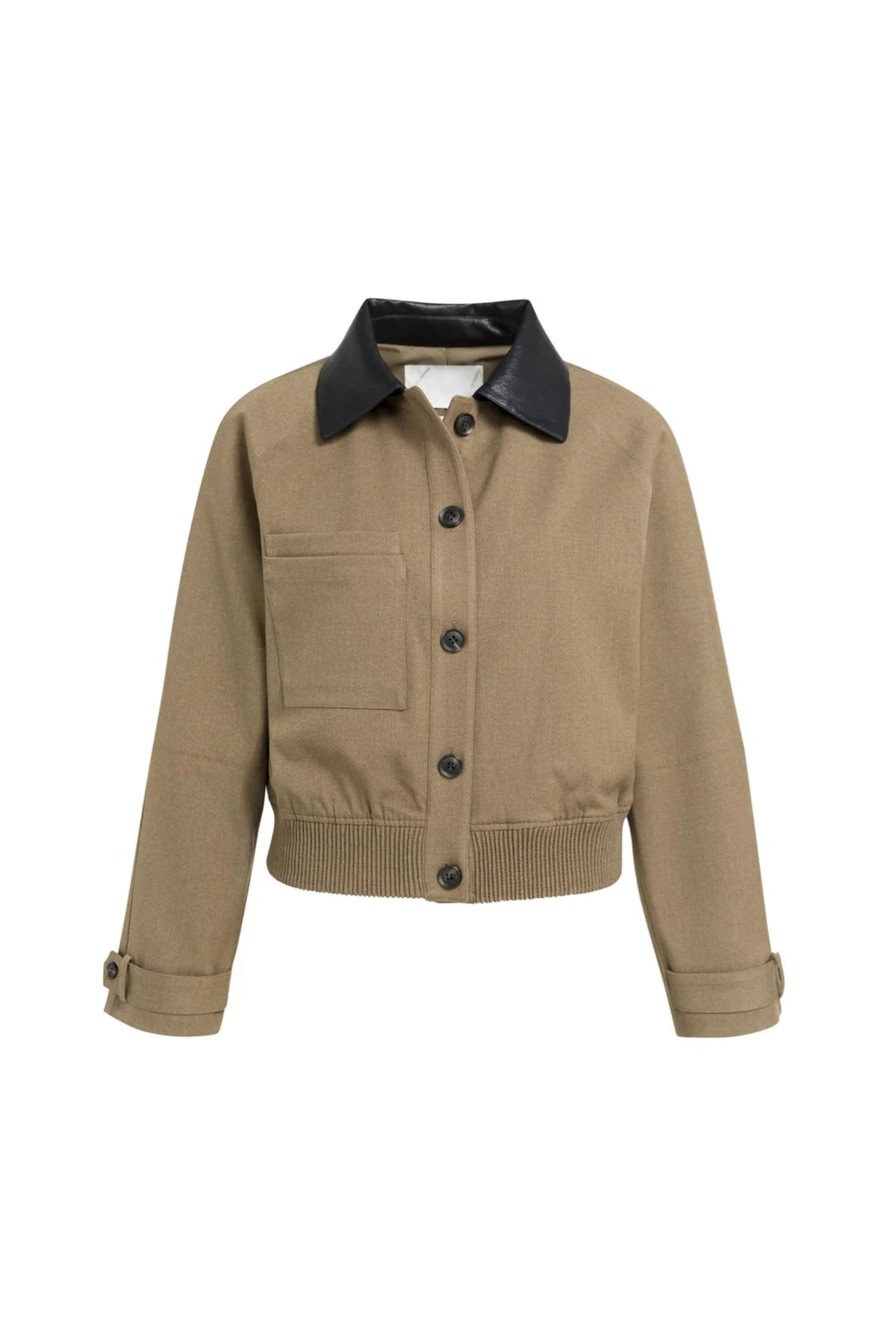 Yaya 02-001079-608 Jacket with Leather Look Collar Teak Brown Melange