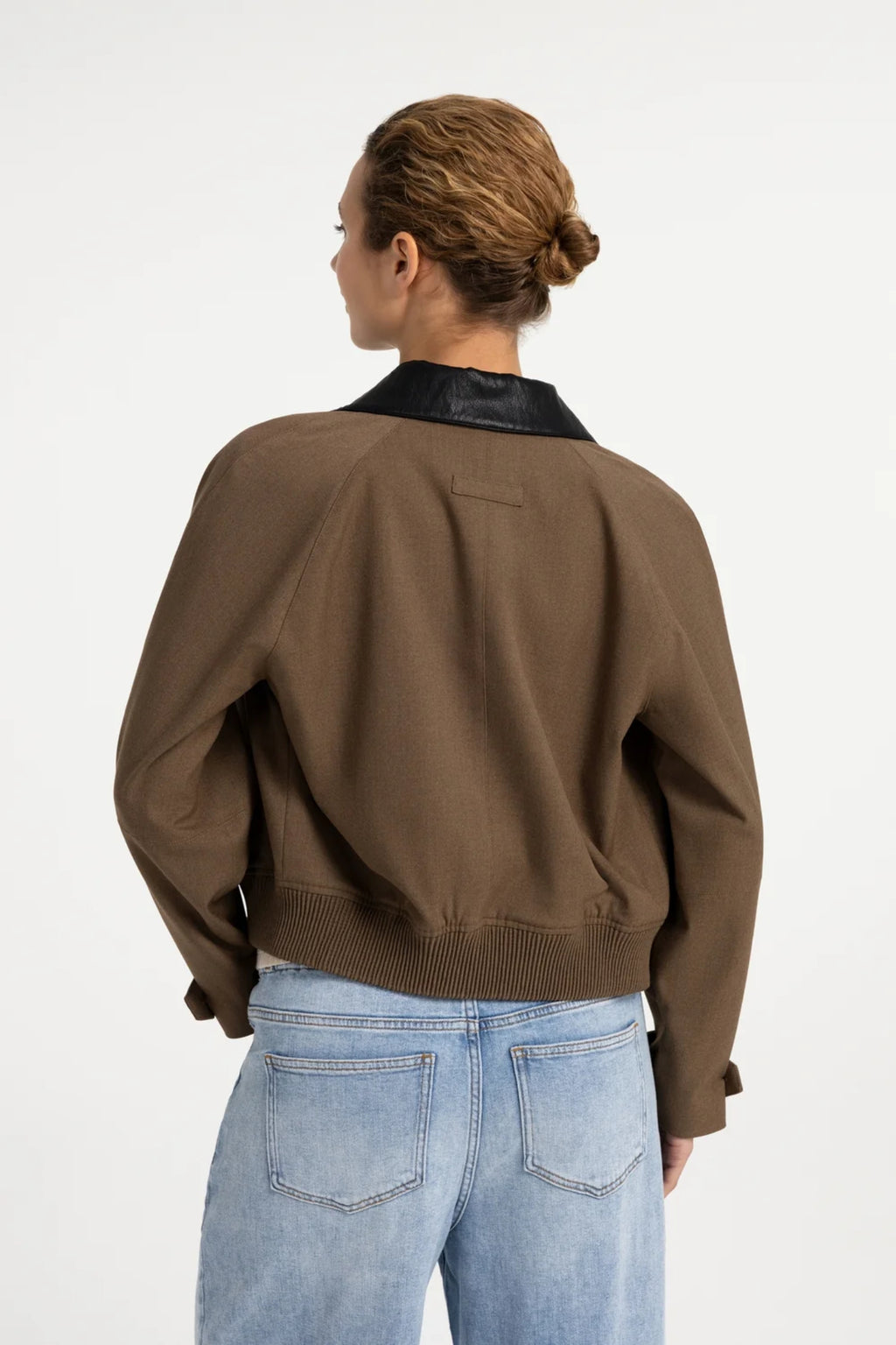 Yaya 02-001079-608 Jacket with Leather Look Collar Teak Brown Melange