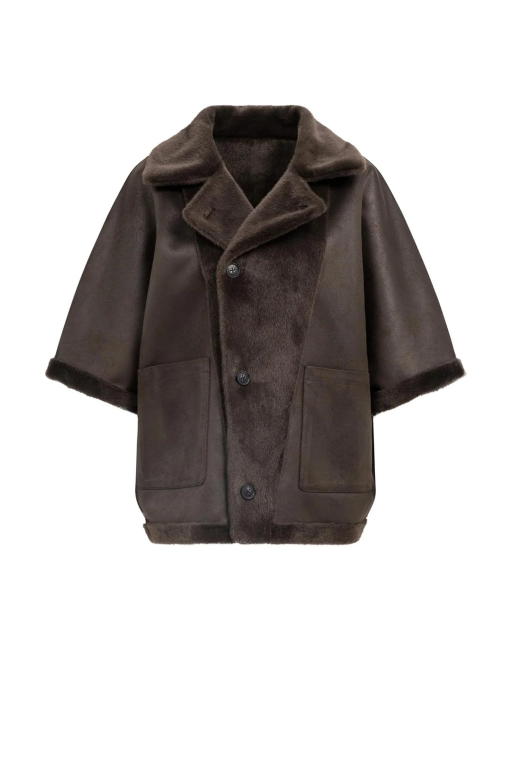 Yaya 02-009089-610 Oversized Reversible Faux Fur Jacket Delicioso Brown YAYA Shop YAYA at Dotique