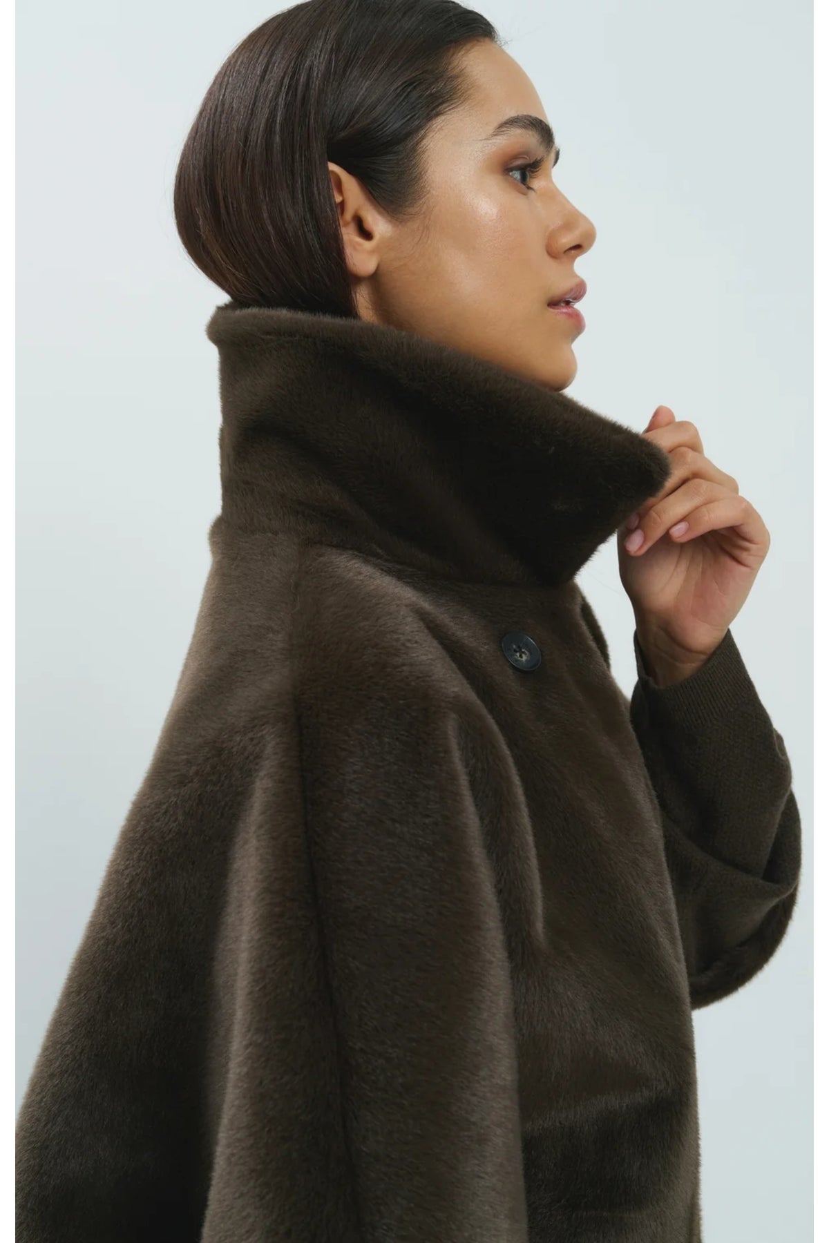 Yaya 02-009089-610 Oversized Reversible Faux Fur Jacket Delicioso Brown by YAYA. Shop YAYA at Dotique