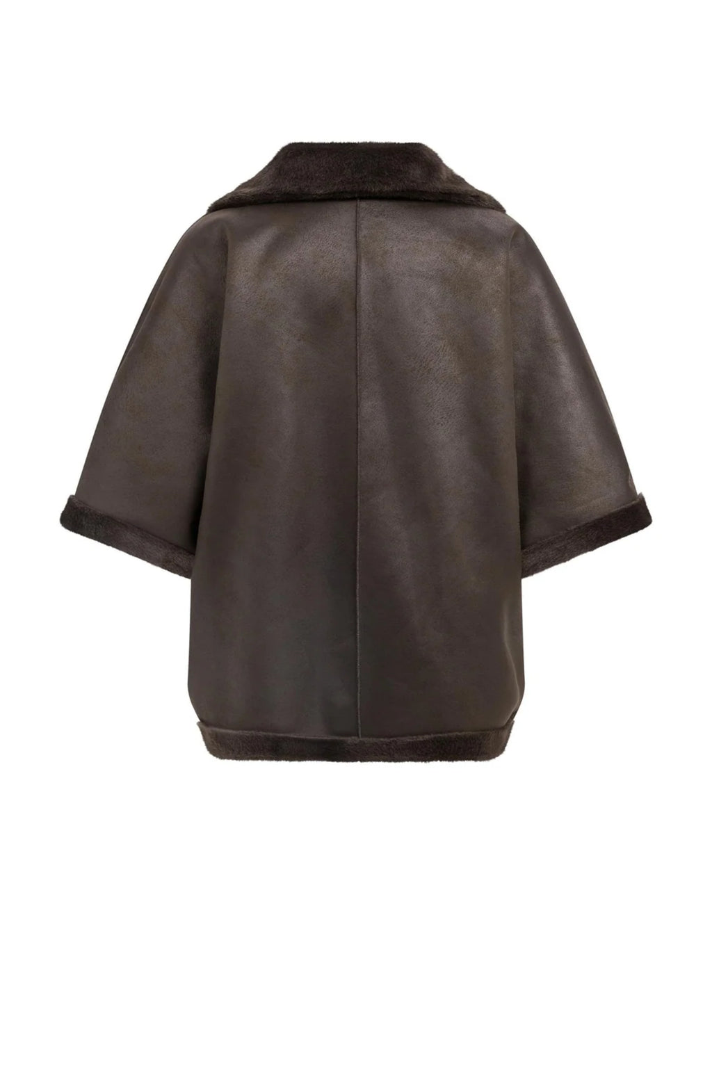 Back view of Yaya 02-009089-610 Oversized Reversible Faux Fur Jacket Delicioso Brown by YAYA Shop YAYA at Dotique