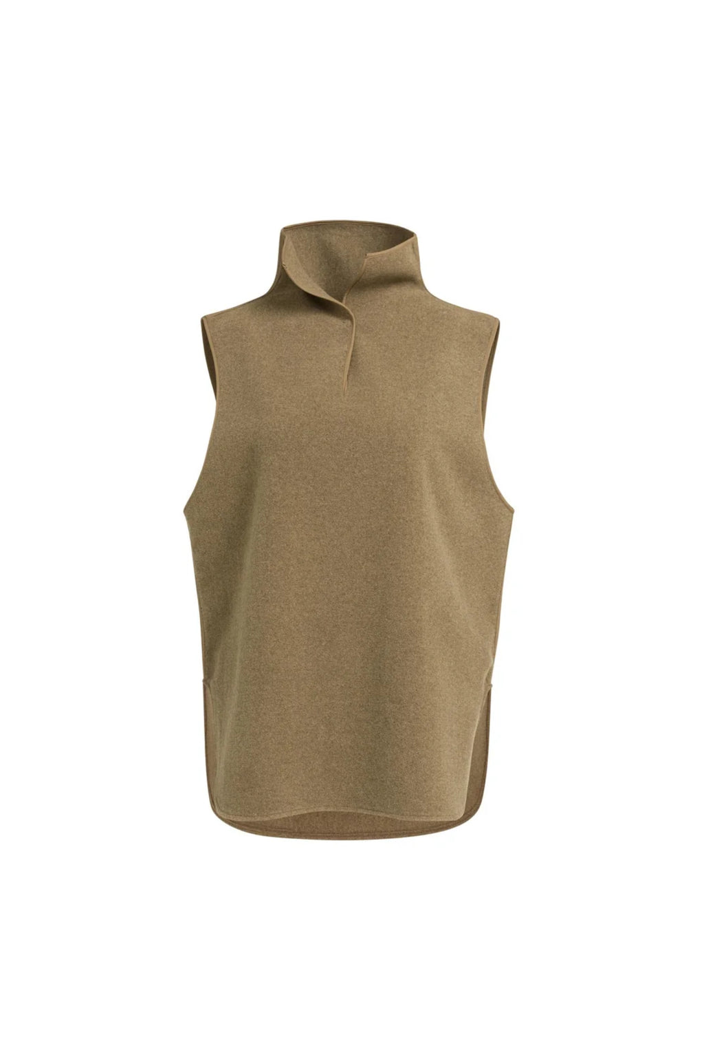 YAYA 02-021008-608 Wool Blend Body Warmer with Stand-up Collar Teak Brown