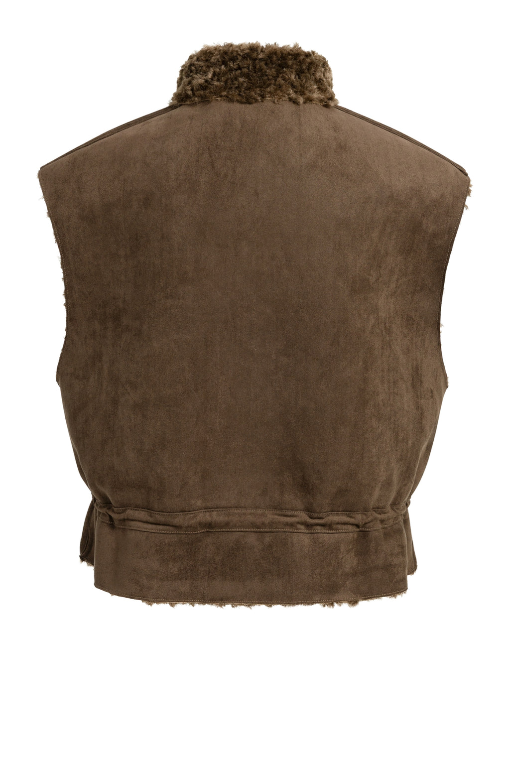 Yaya 02-029012-610 Reversible Gilet Suede and Fur Cocoa Brown by YAYA back view Shop YAYA at Dotique