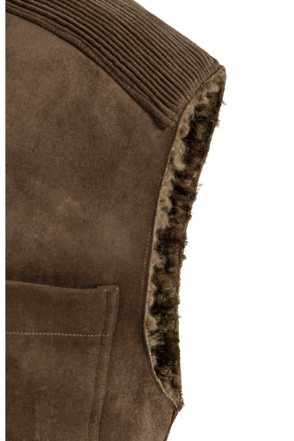 Yaya 02-029012-610 Reversible Gilet Suede and Fur Cocoa Brown detail YAYA Shop YAYA at Dotique