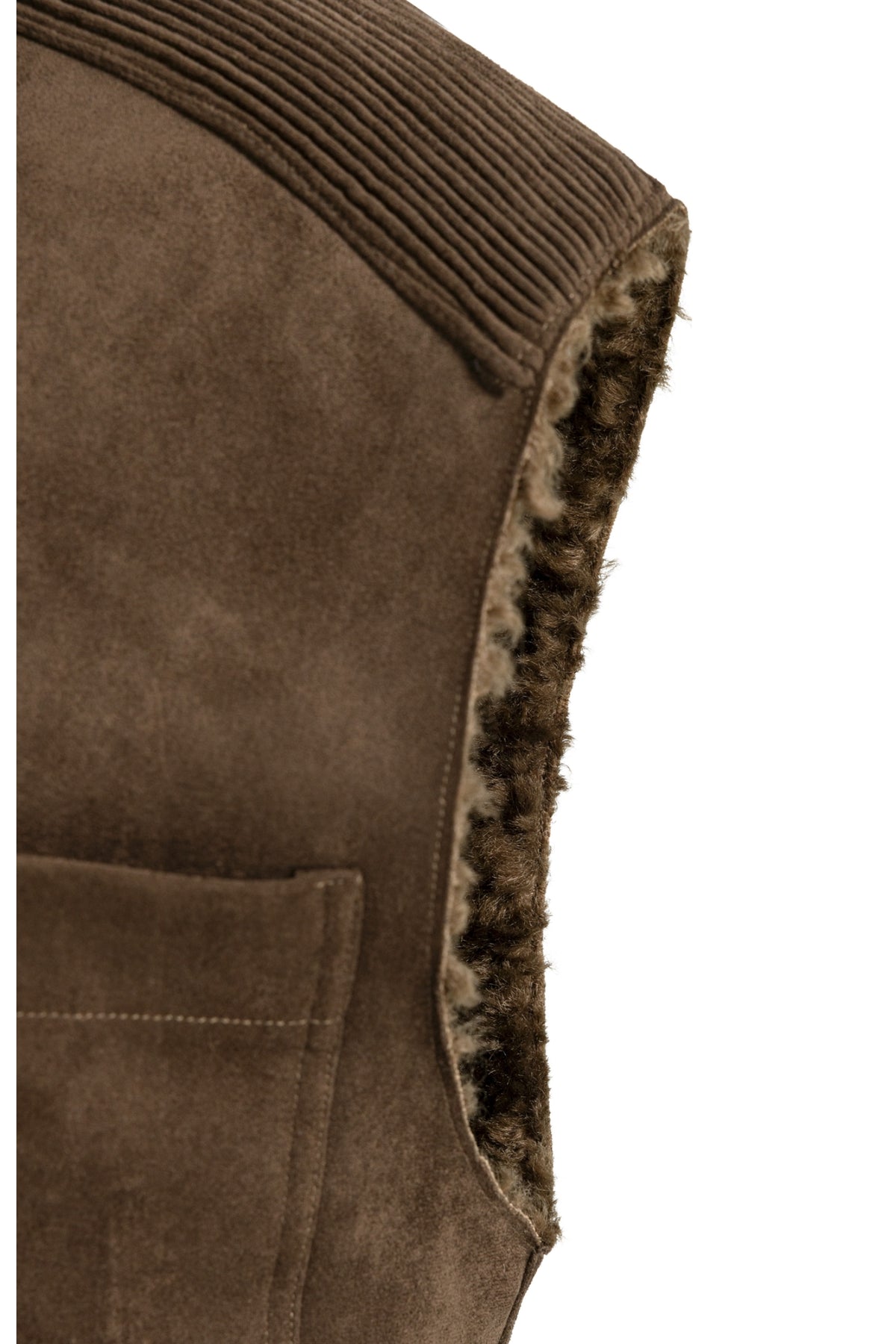 Yaya 02-029012-610 Reversible Gilet Suede and Fur Cocoa Brown detail YAYA Shop YAYA at Dotique