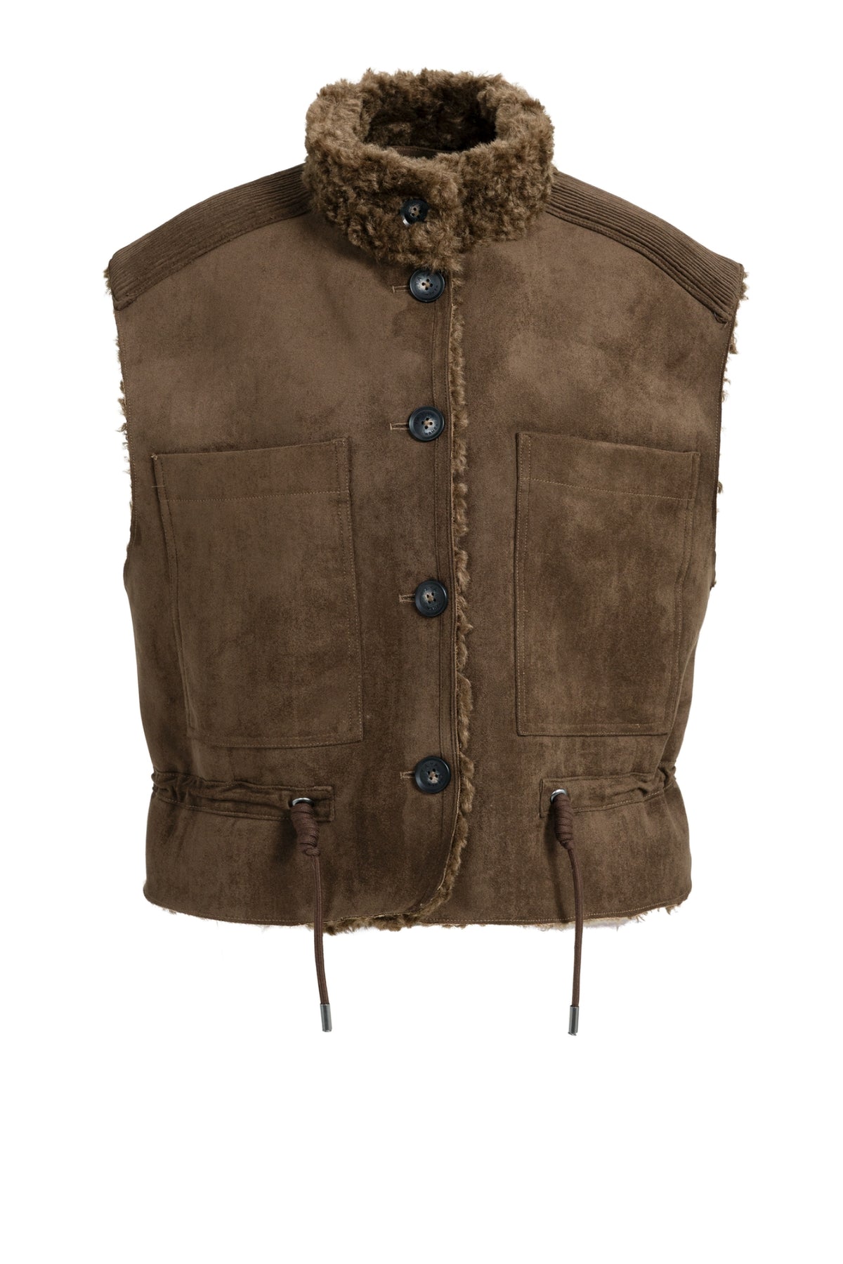 Yaya 02-029012-610 Reversible Gilet Suede and Fur Cocoa Brown by YAYA Shop YAYA at Dotique