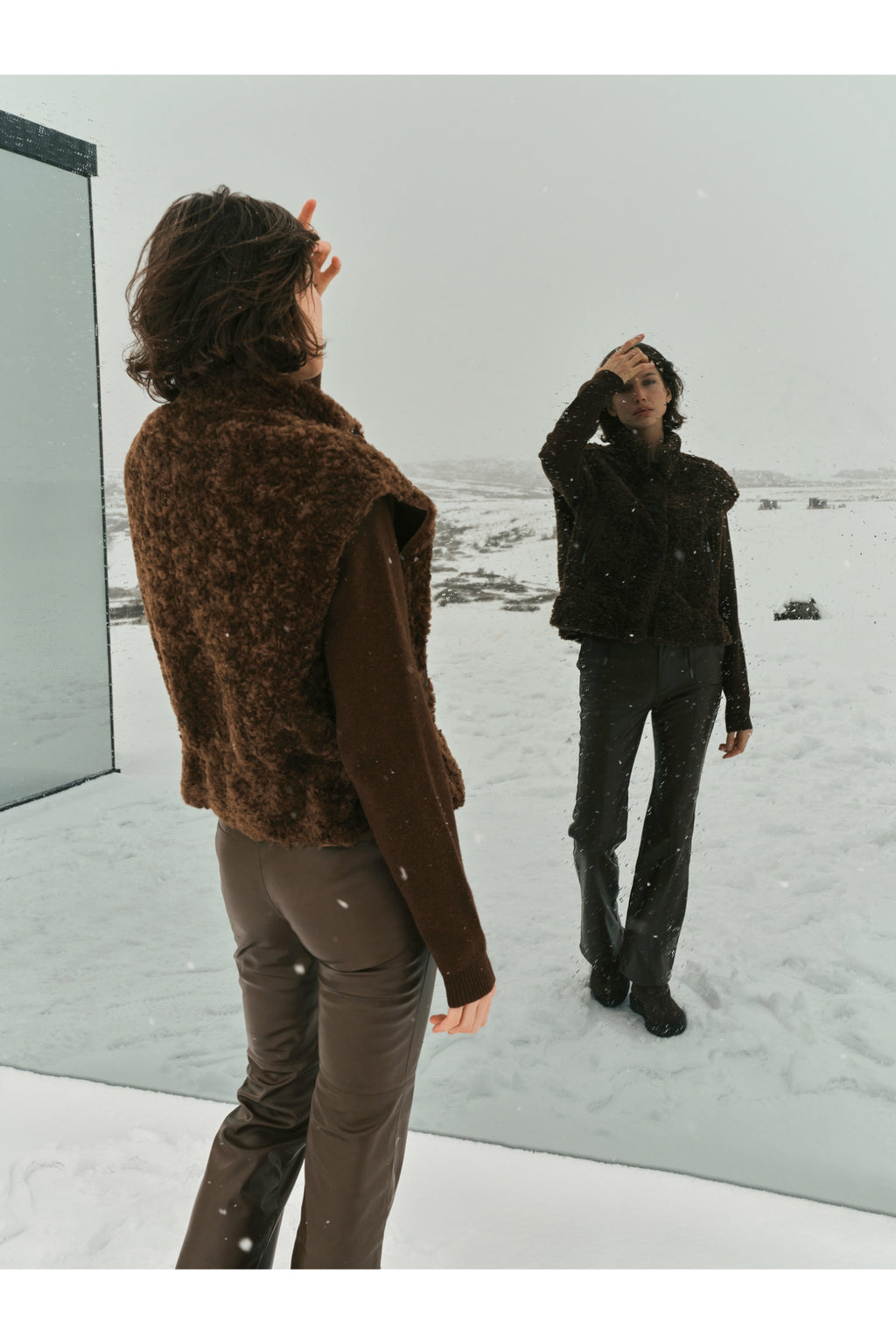 Yaya 02-029012-610 Reversible Gilet Suede and Fur Cocoa Brown by YAYA You can Shop YAYA at Dotique
