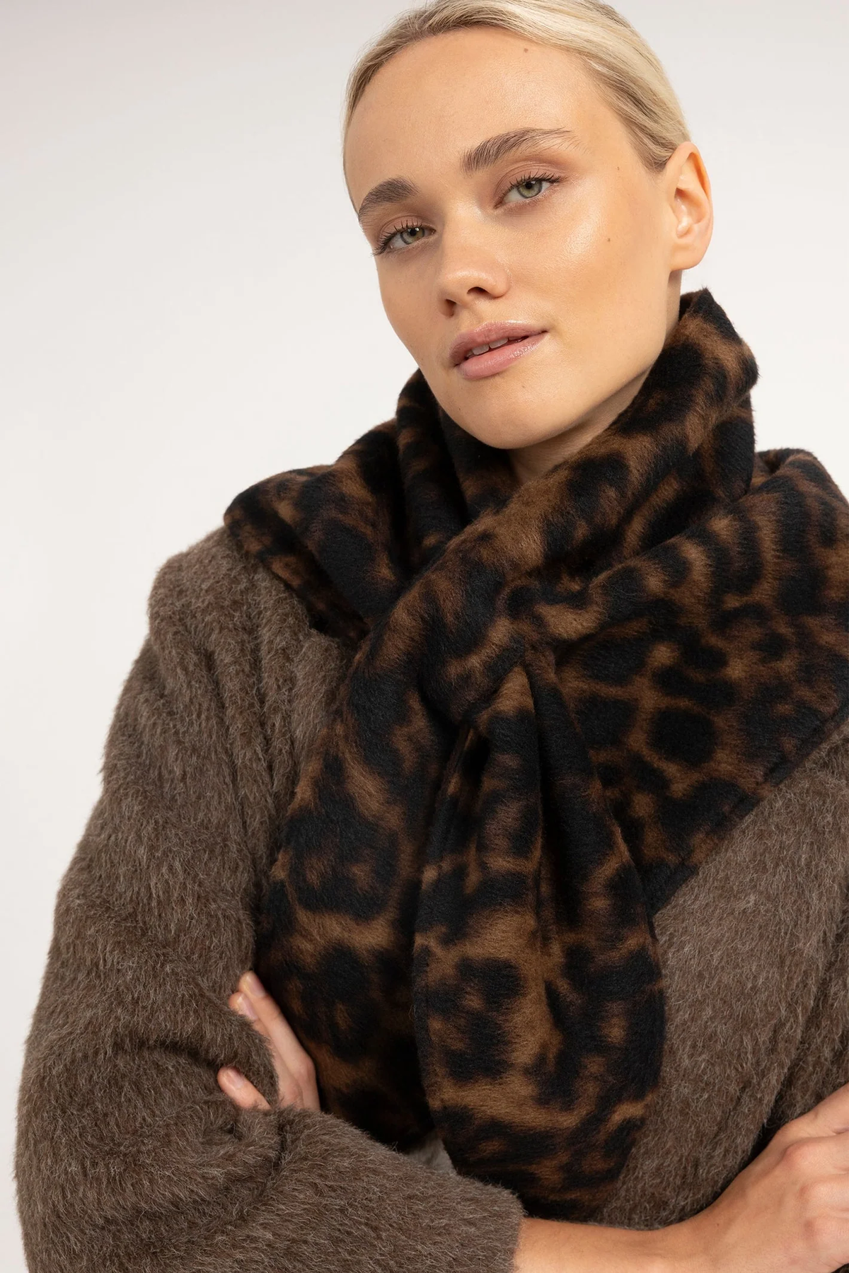 Yaya 03-501063-601 Leopard Print Scarf Brown Dessin by YAYA. Shop YAYA at Dotique.