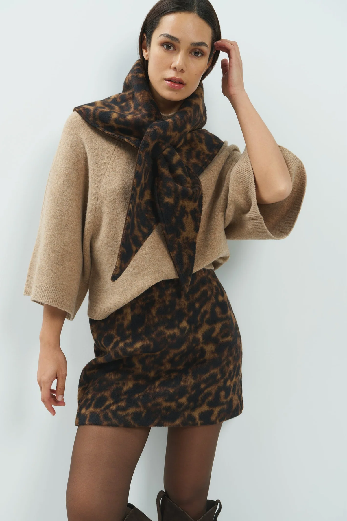 Yaya 03-501063-601 Leopard Print Scarf Brown Dessin by YAYA, Shop YAYA at Dotique