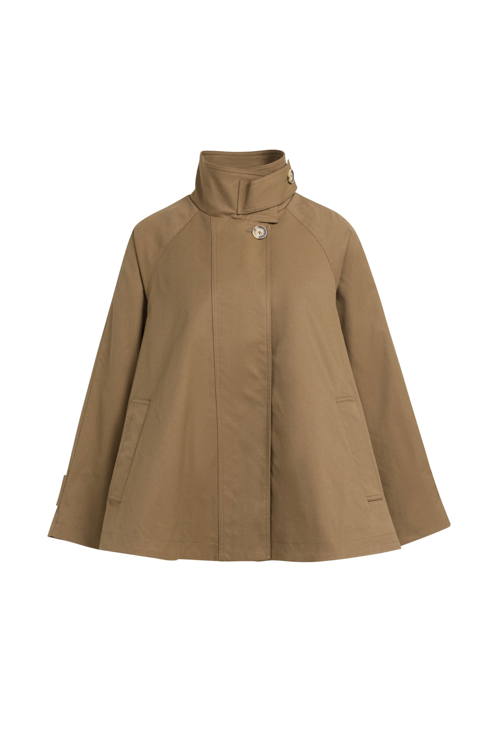 YAYA A-Line Trench Coat Jacket with Stand Collar - Teak Brown 02-001083-608