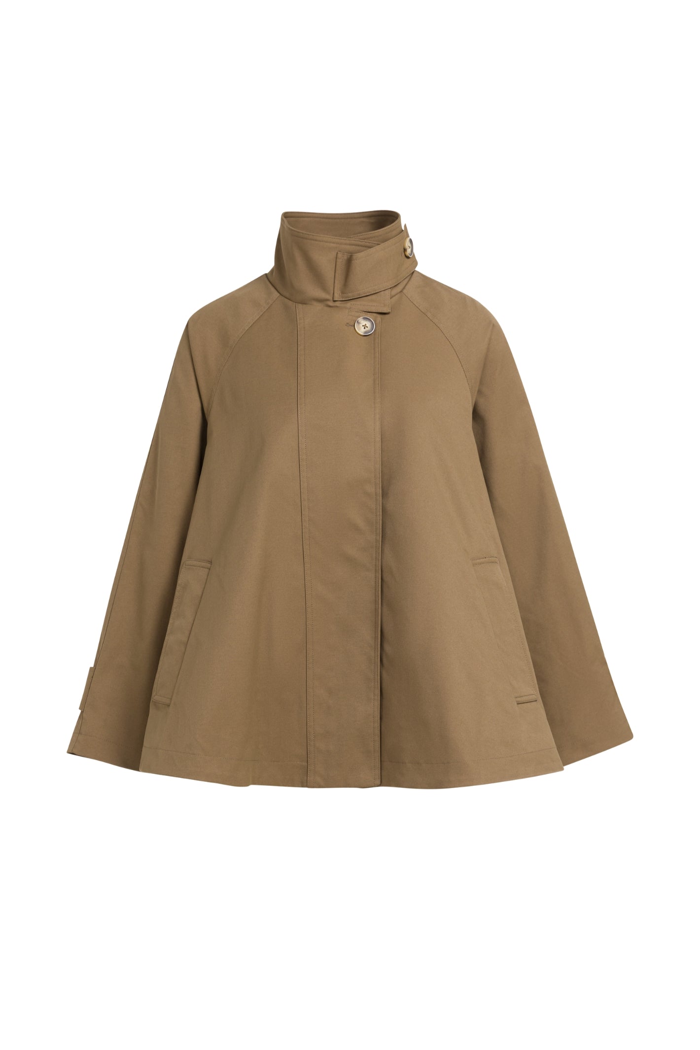 YAYA A-Line Trench Coat Jacket with Stand Collar - Teak Brown 02-001083-608