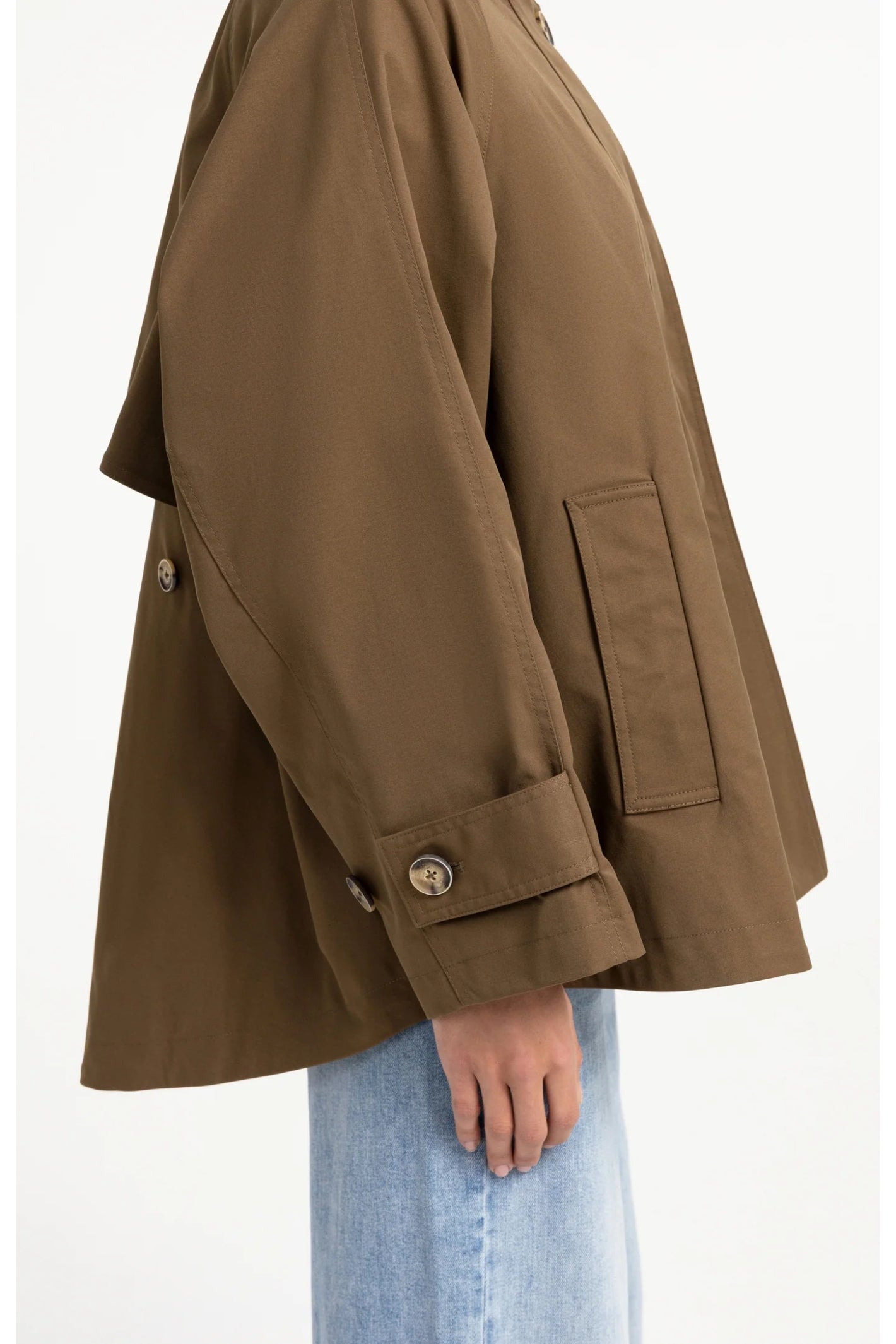 YAYA A-Line Trench Coat Jacket with Stand Collar - Teak Brown 02-001083-608