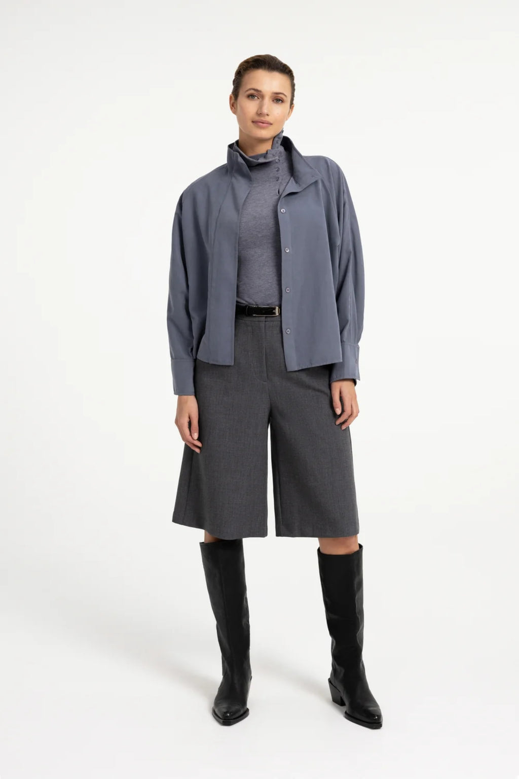 YAYA High Neck Raglan Blouse - Arctic Seal Grey 01-201248-609
