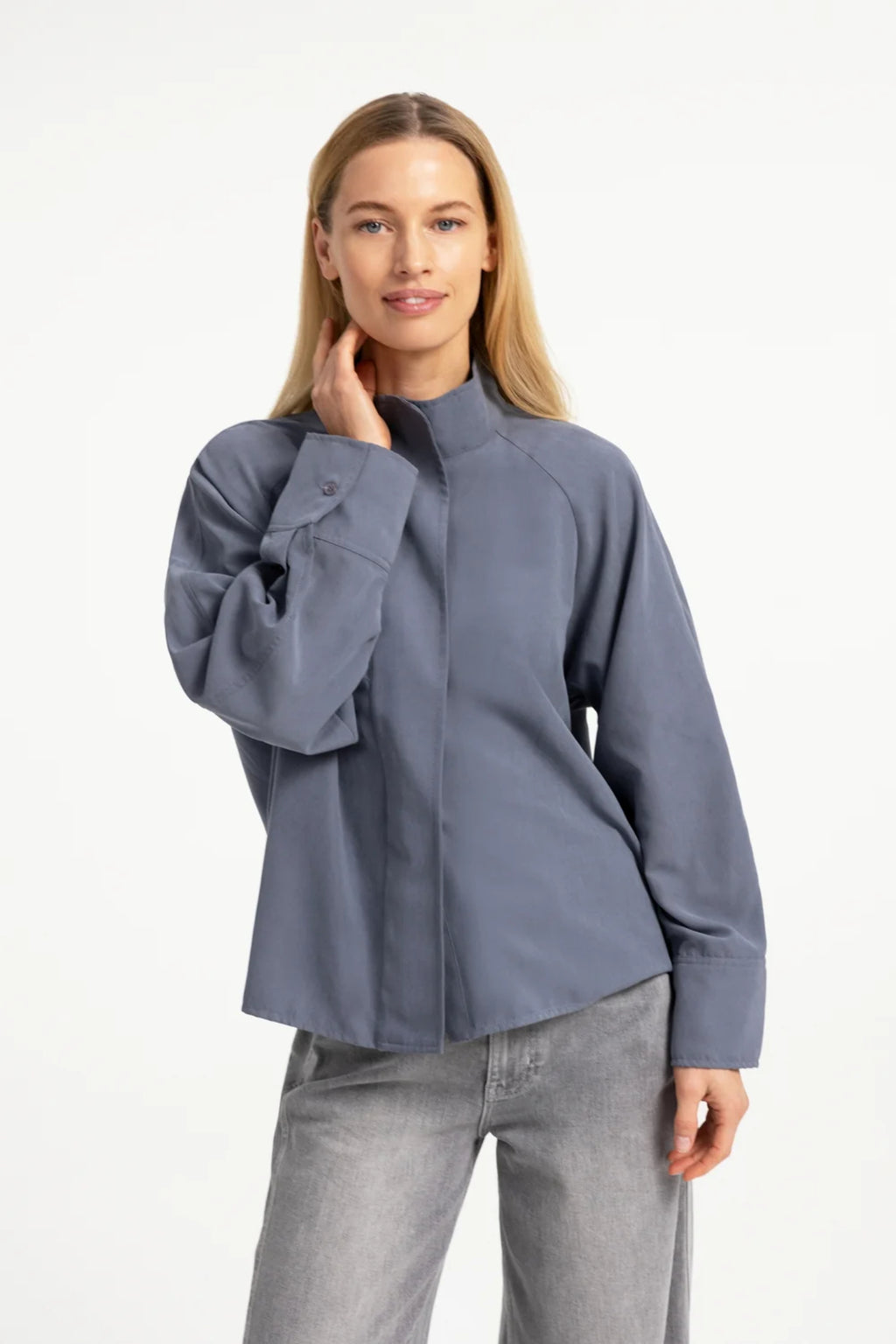 YAYA High Neck Raglan Blouse - Arctic Seal Grey 01-201248-609