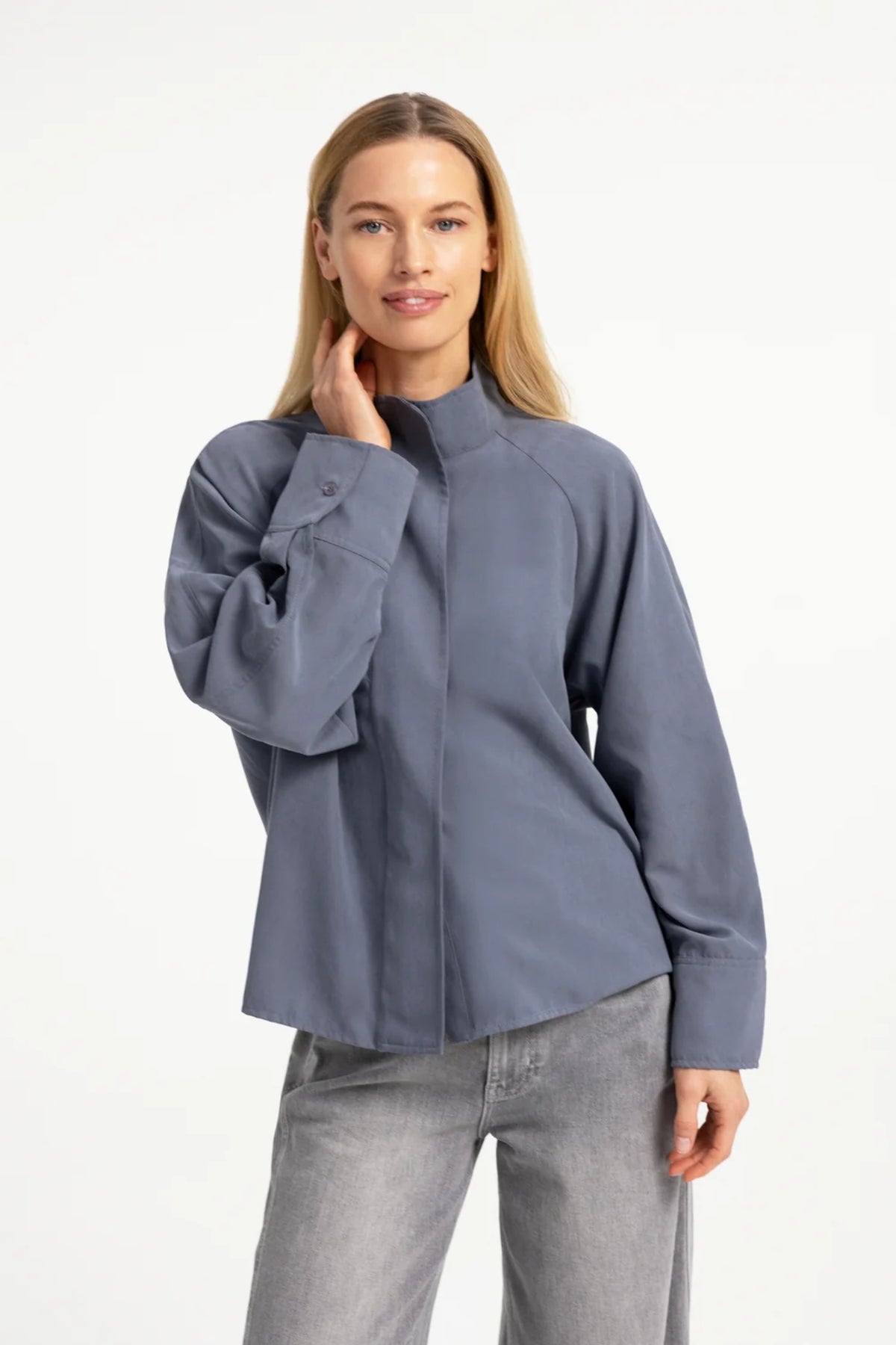 YAYA High Neck Raglan Blouse - Arctic Seal Grey 01-201248-609