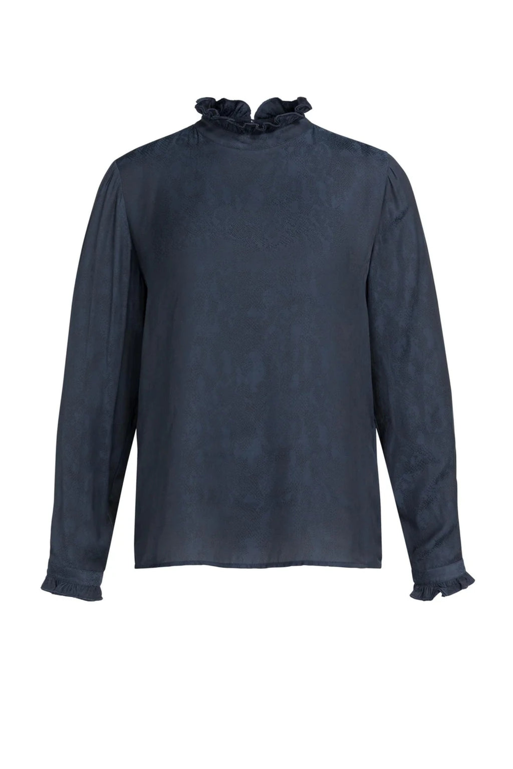 YAYA Long Sleeve Top with Ruffles - Cat Black Dessin 01-709418-609