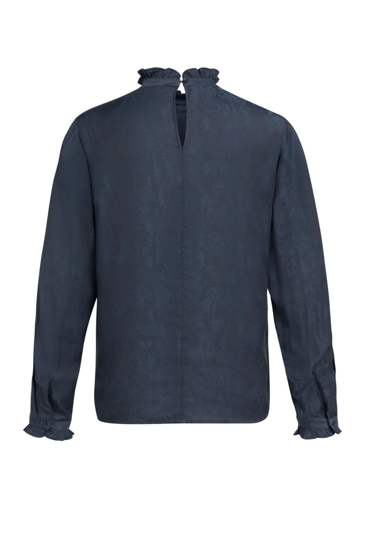 YAYA Long Sleeve Top with Ruffles - Cat Black Dessin 01-709418-609