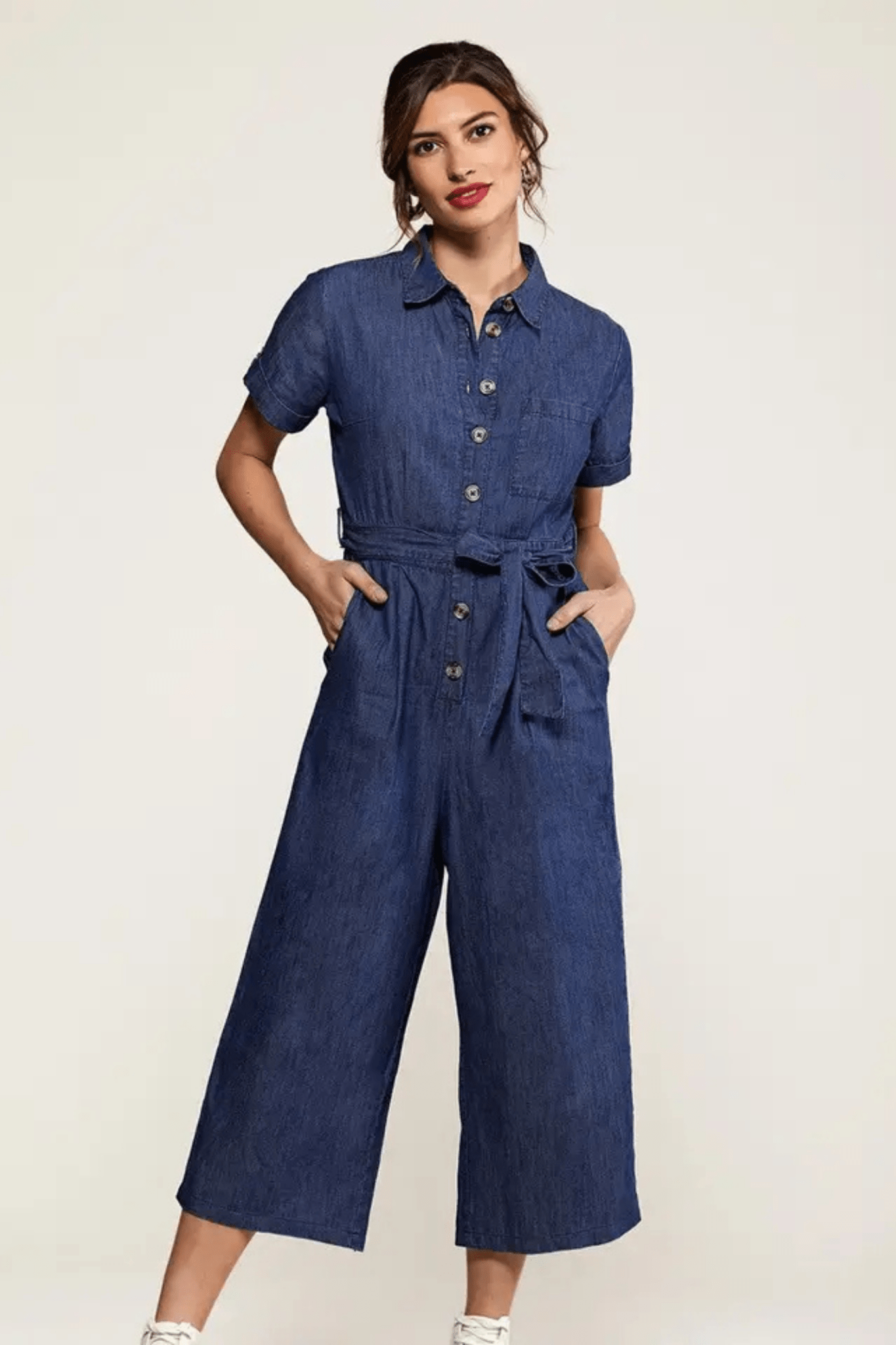 Yuni Blue Button Denim Jumpsuit