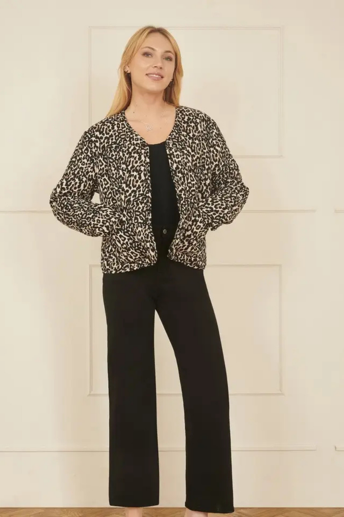 Yumi Brown Leopard Print Boxy Jacket