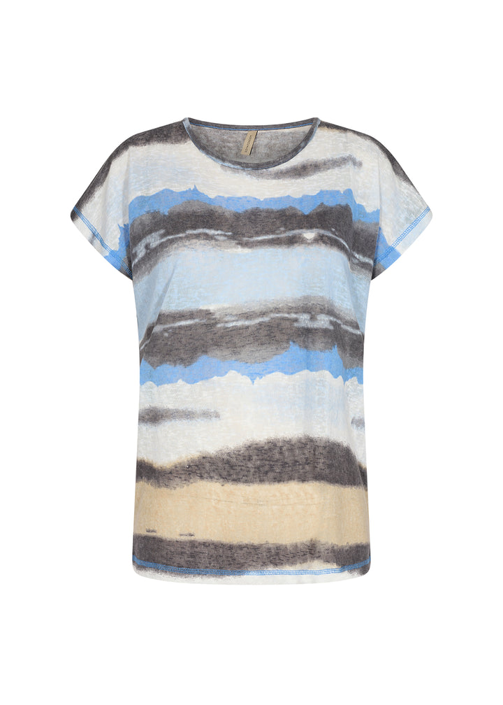 Soya Concept Aretha 33 Wave Stripe Fine Knit T-shirt Blue | Dotique