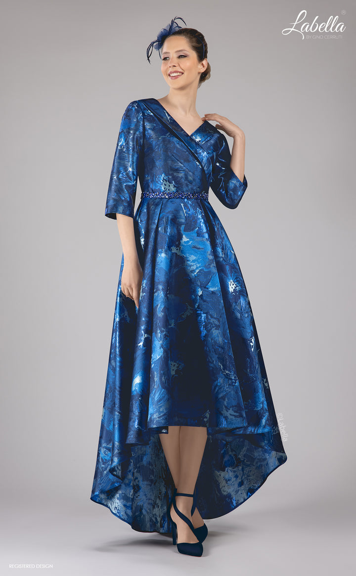 Labella 3165V Midnight Blue Print Dress