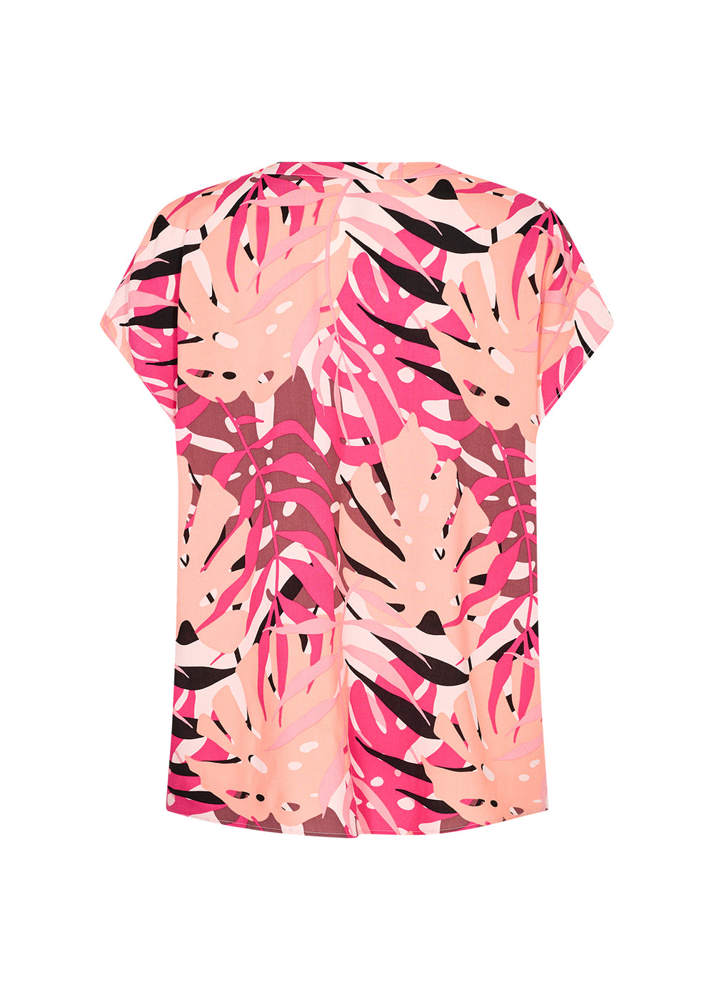 Soya Concept Kabrina 1 Pink Leaf Print Cap Sleeve Top Back View | Dotique