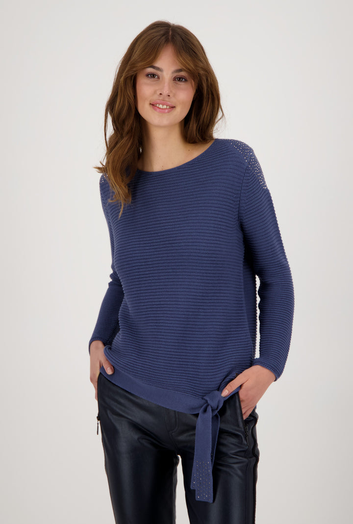 Monari 406129 Blue soft Cotton Sweater dotique