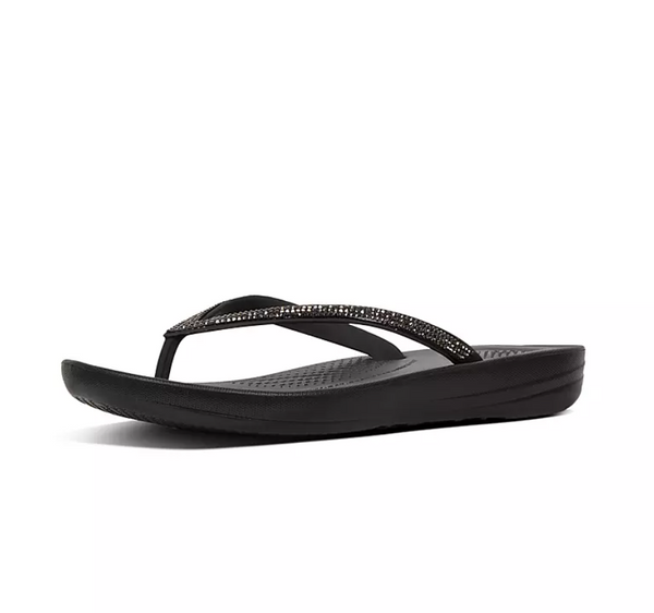 FitFlop IQUSHION Ergonomic Flip Flops Black Sparkle Dotique Dotique