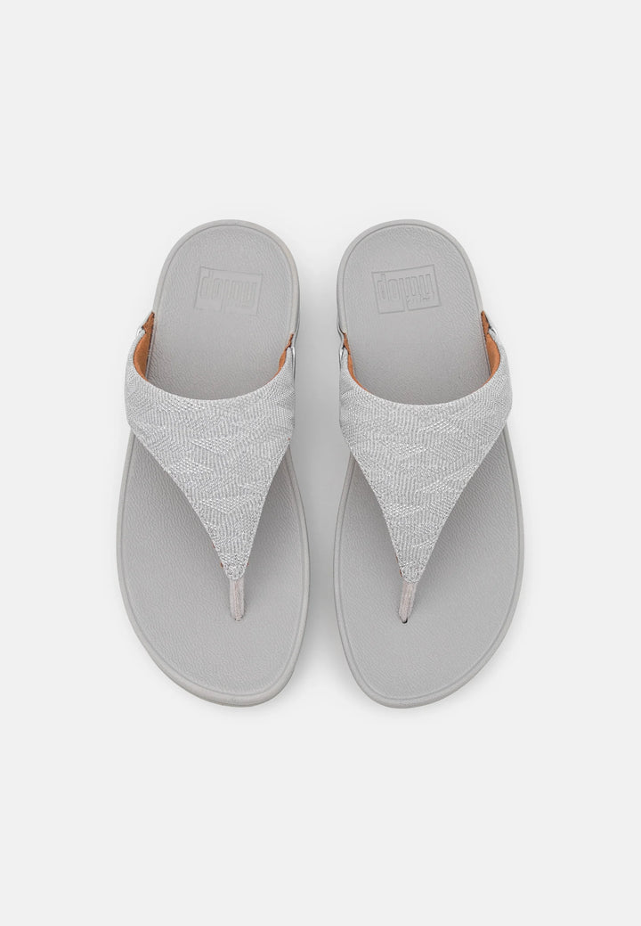 FitFlop Lulu Glitz Toe Post Sandal Silver Above | Dotique