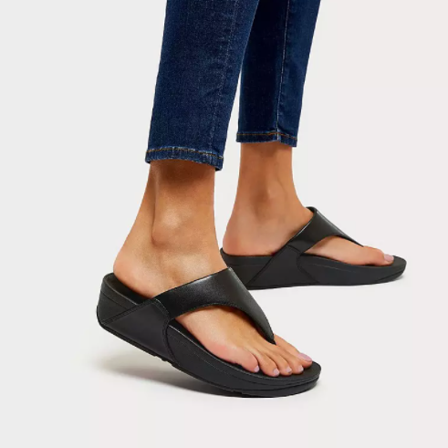 FitFlop Lulu Leather Toepost Black | Dotique