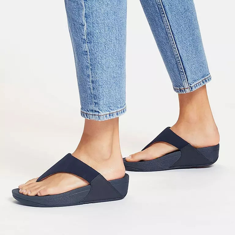 FitFlop Lulu Suede Toe Post - Midnight Navy Side Lifestyle | Dotique