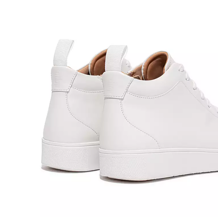 FitFlop White Rally Leather High Top Trainer | Dotique