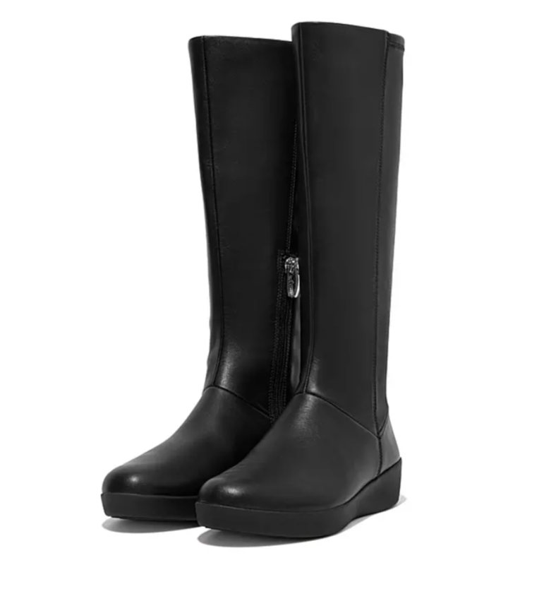Fitflop Sumi Black Adjustable Knee High Boots Front | Dotique