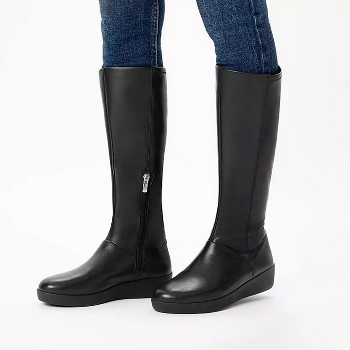 Fitflop Sumi Black Adjustable Knee High Boots Lifestyle | Dotique