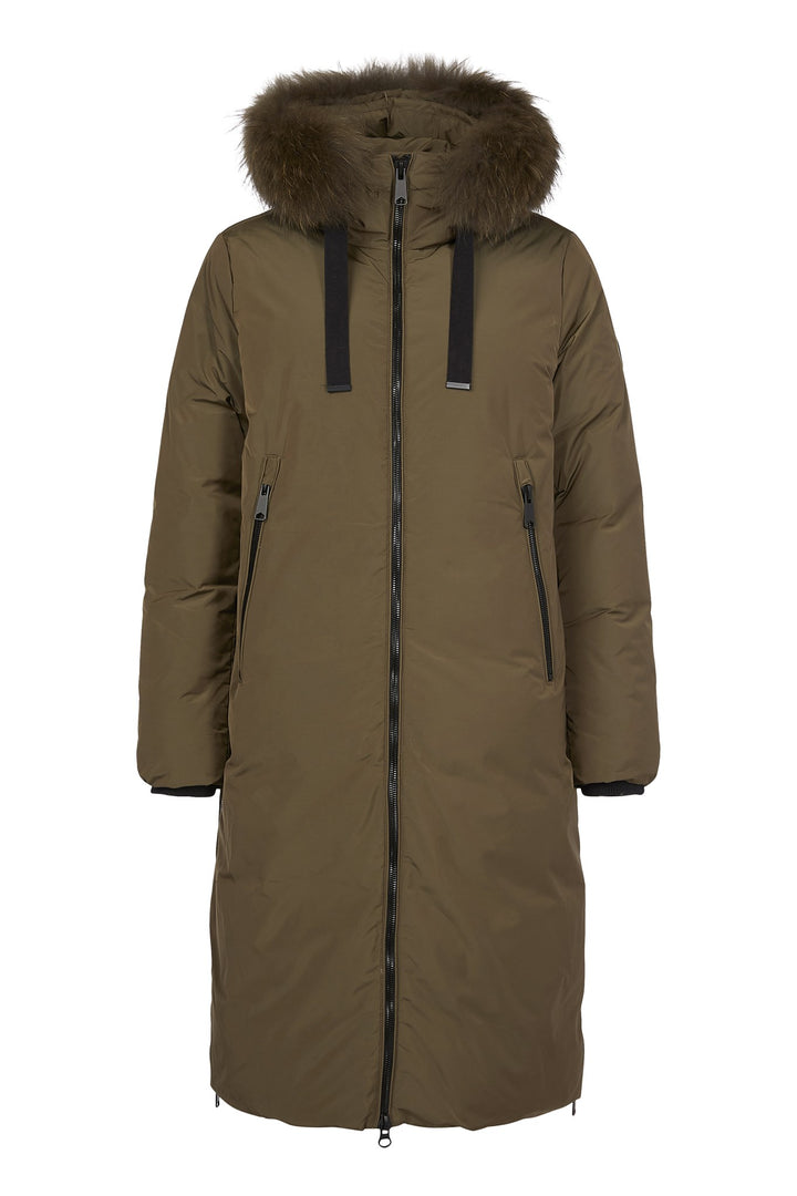 Frandsen Olive Winter Coat 311 Front | Dotique