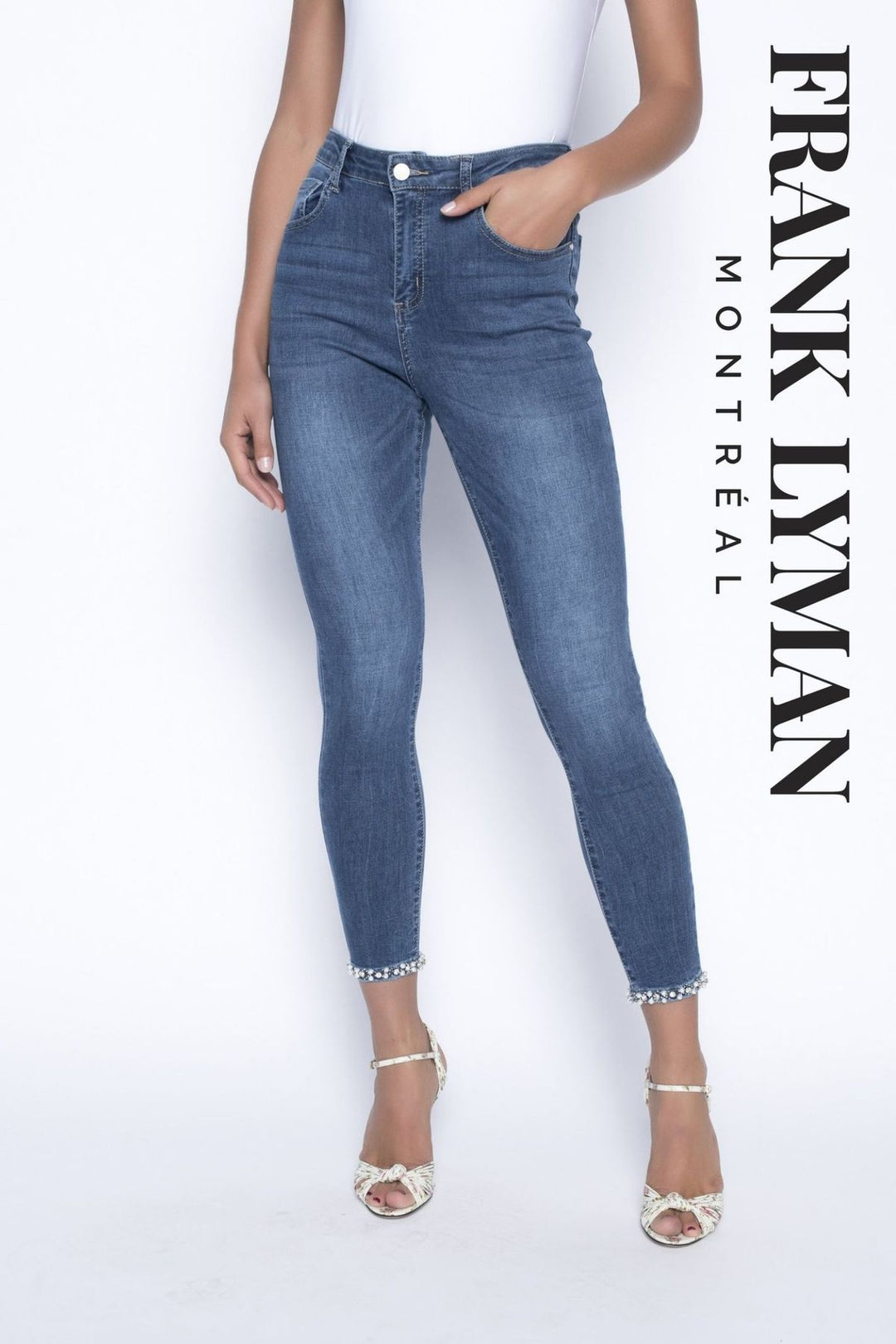 Frank Lyman 190117U  Jean with Pearl and Diamante Front Lifestyle | Dotique