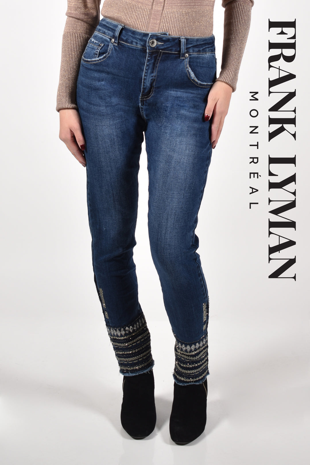 Frank Lyman 213121U Dark Blue Glitter Jeans Lifestyle | Dotique