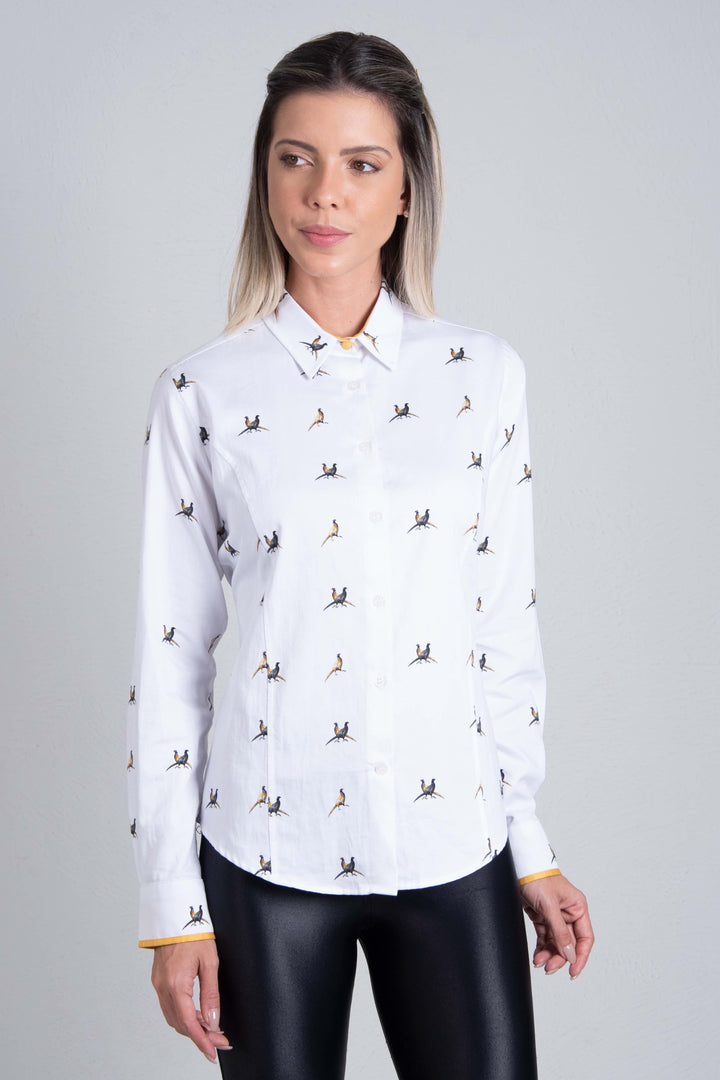 Hartwell Layla Small Pheasants Oxford Cotton Shirt front dotique