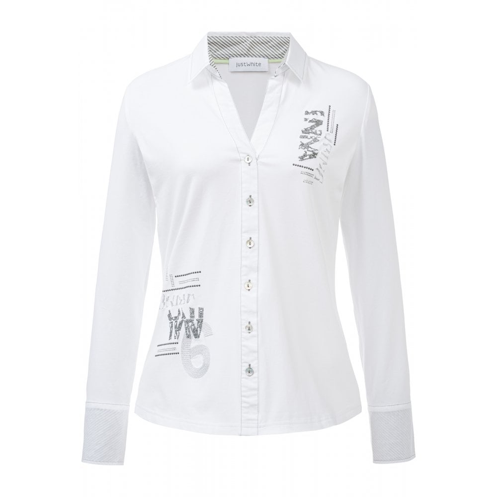 Just White J1653 White Jersey Shirt  Dotique front