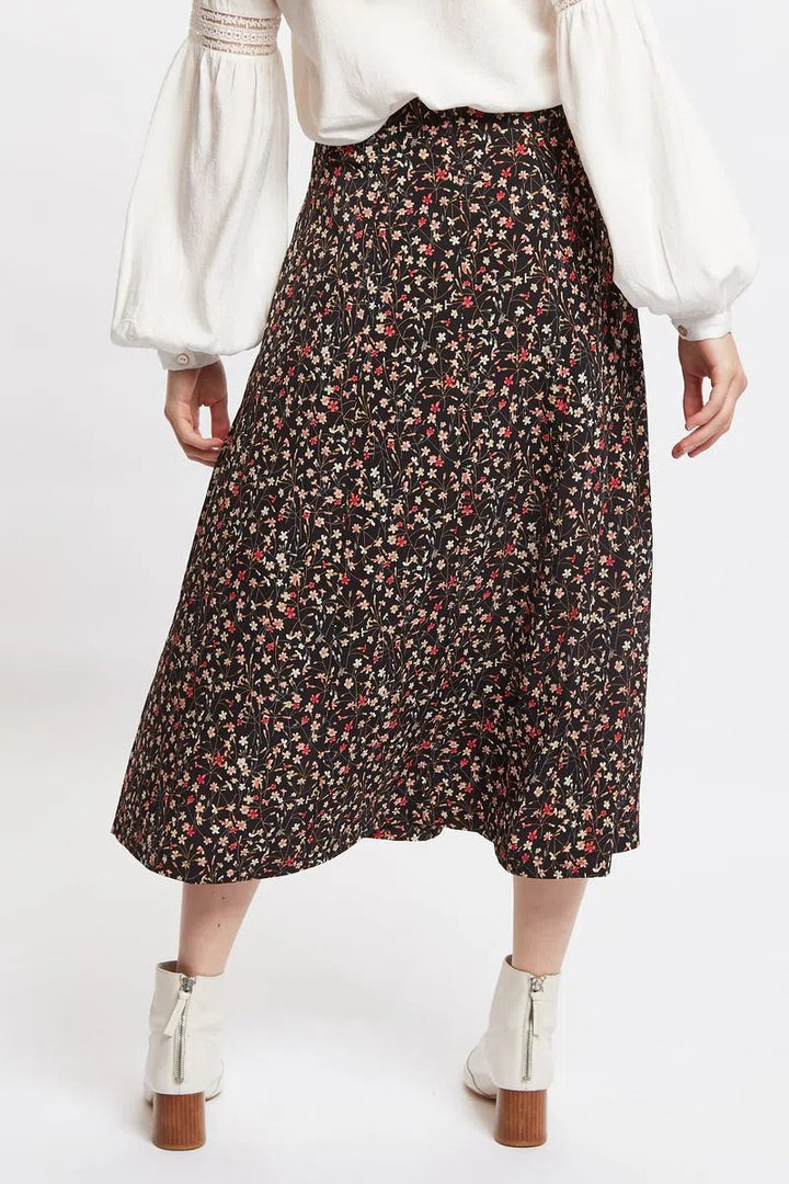 Louche Black Kiyo Flower Skirt