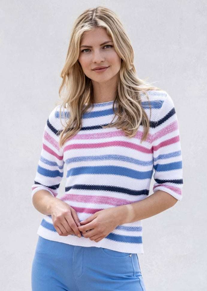 Marble 6558Blue/ Pink Striped Sweater 190